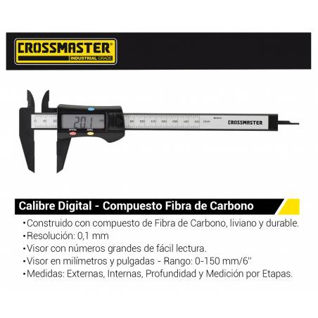 CALIBRE DIGITAL 150MM FIBRA DE CARBONO CROSSMASTER